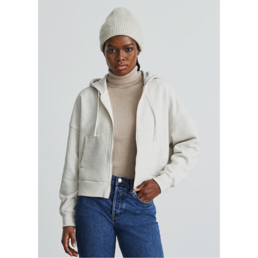Small Everlane Cotton Full Zip Grey Hoodie